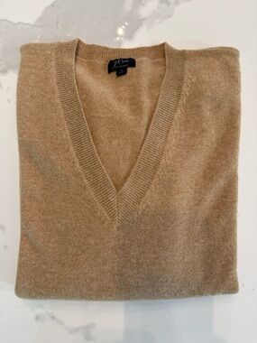 J. Crew Camel V-Neck Cashmere Sweater